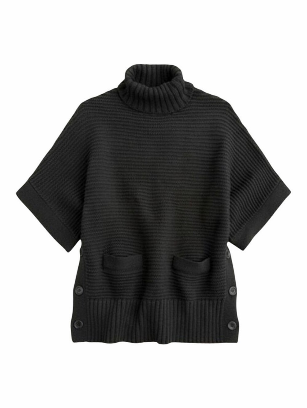 J. Crew Black Knit Oversized Poncho Tunic Sweater Size M Turtleneck Half Sleeve